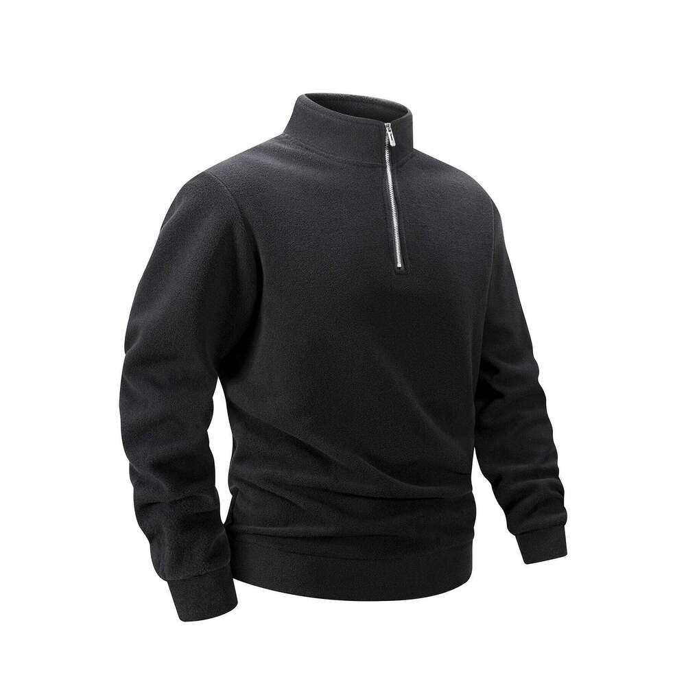 Casual Fleece Tops Men Sport Classic Stand Collar Sweatshirts Mens Quarter Zip Hoodie Basic Pullover 3XL 26Y0313