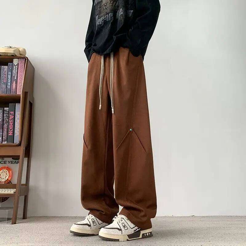 Men's Long Retro Slimming Plus Size Casual Pants Spring And Autumn Pleated Straight Leg Loose Sweatpants Z260315