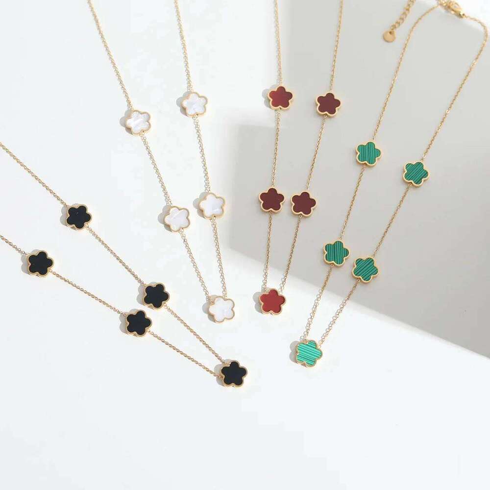 Five Flower Plant Stainless Steel Acrylic Hot Selling Pendant Necklace Creative Women's Fashion Cr Gift Simple H260312