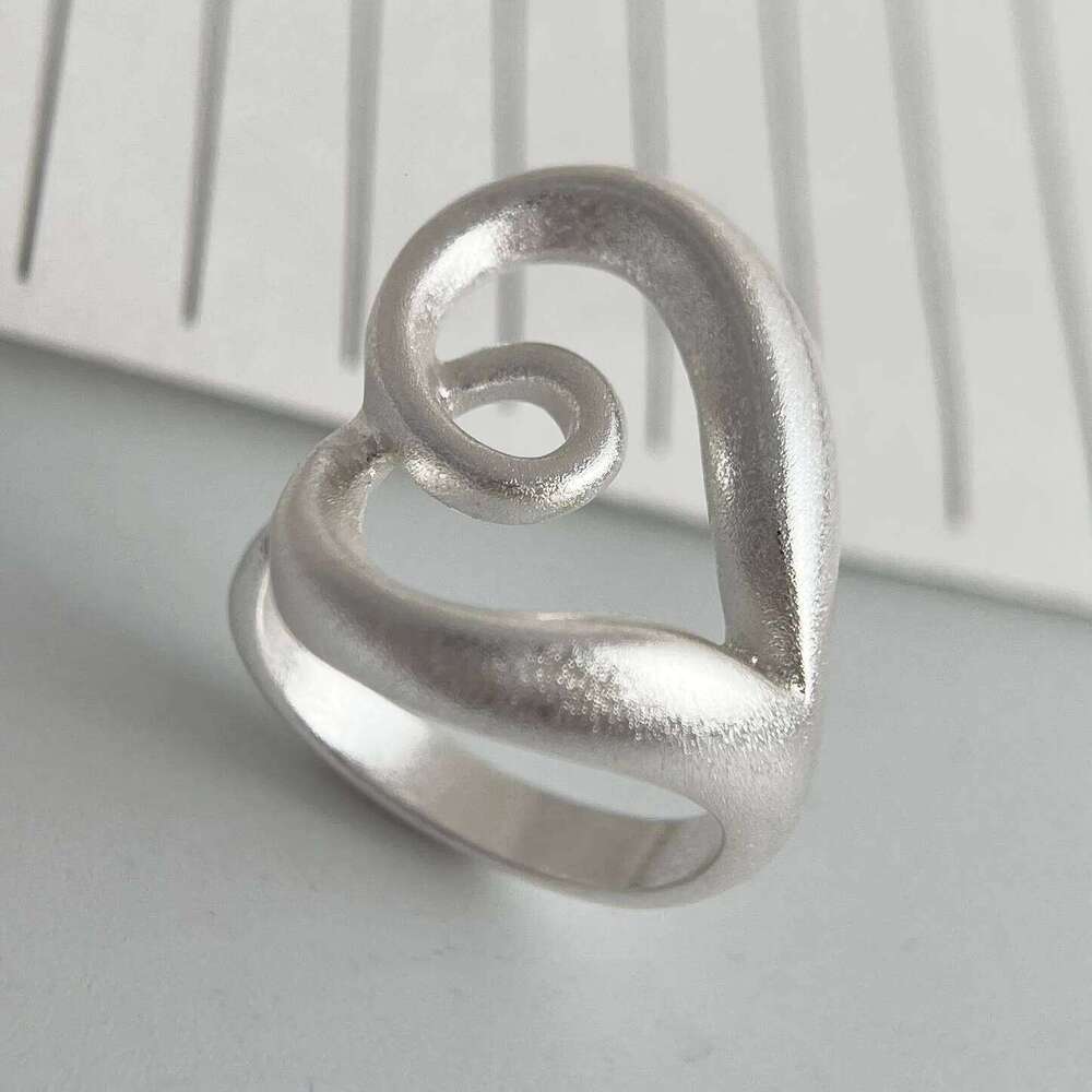 925 Sterling Silver Finger Rings for Women BIg Heart Shinning Hollow Couple Minimalist Ring Party Jewelry Gift Prevent Allergy H260312