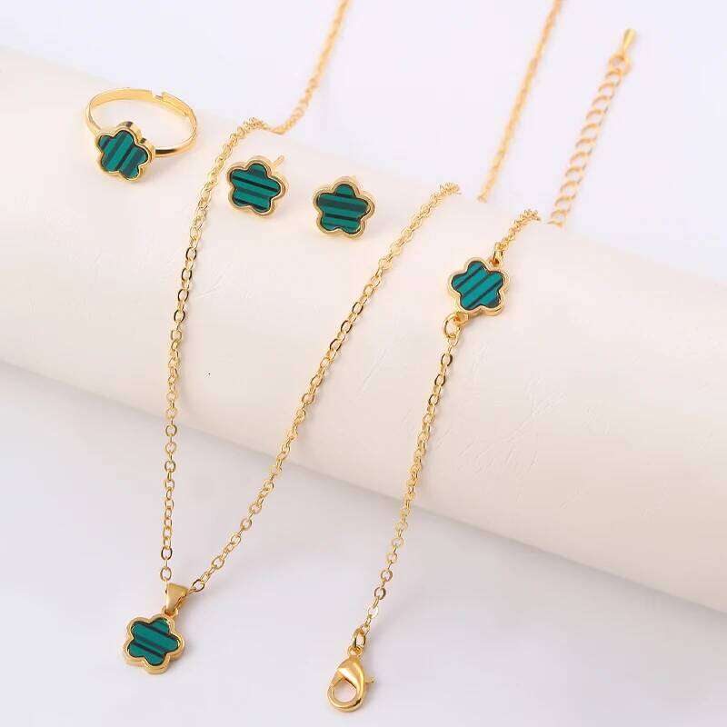 Cr Five-Piece Jewelry Black Gold Light Necklace, Earrings, , Ring Set, Fashionable and Elegant Women's Jewelry, Popular Accessories H260312