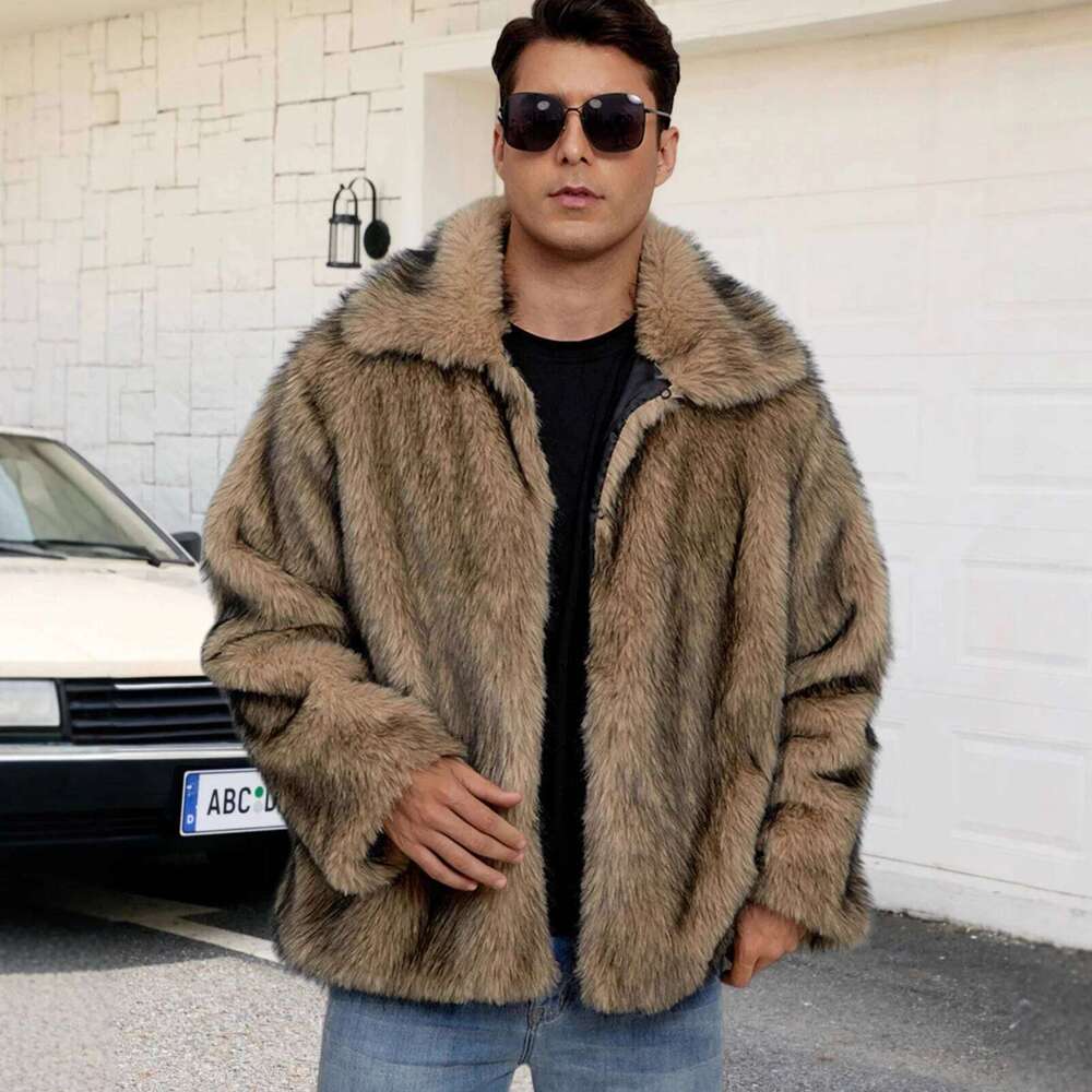 Men's Stylish Faux Jacket Winter Warm For Male Fashion Thick Thermal Fur Parkas Elegant Outerwear Coat Z260313