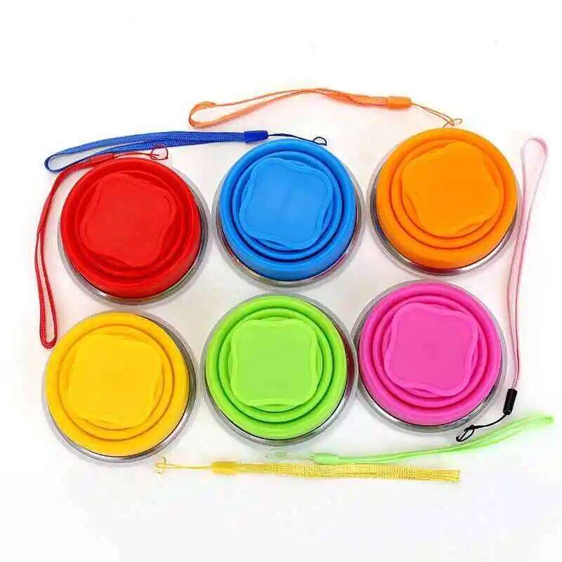 OutdoorSilicone Folding Cup Collapsible Foldable Camping Bottle Travel Water Cups Portable Teacup Drinking Mug Lid 200ML Z260314