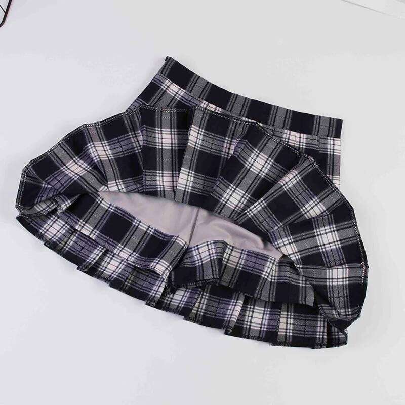 2023 Women A- line Red Plaid korean harajuku plaid skirt Spring and Autumn New Pleated High Waist Skirt Z260314