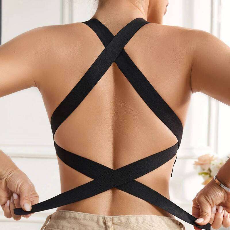 Women's Push-Up Wireless Lightweight Comfort Style with Side Closure Cross-Back Straps Seamless Breathable Sports Bra