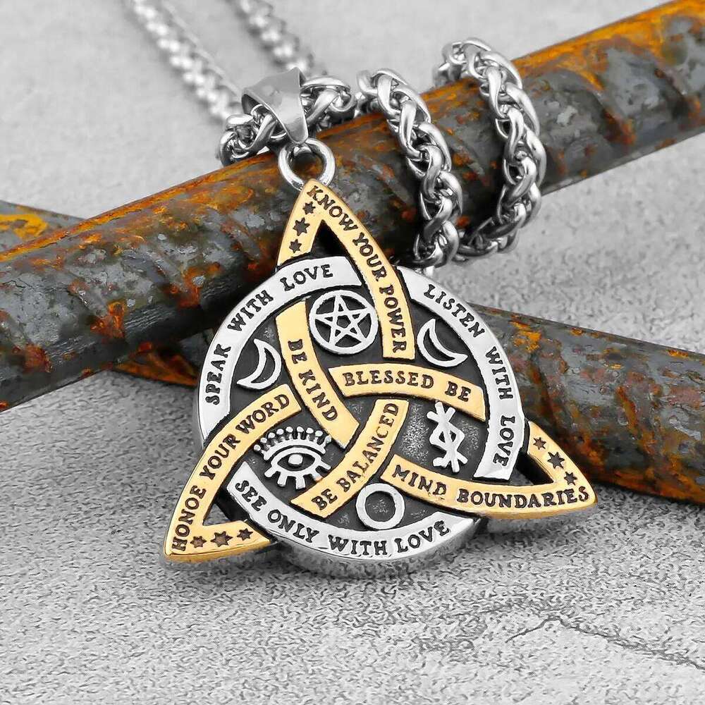Viking Witch Celtic Knot Pendant Rune Stainless Steel Men Chain Odin Gothic Necklace Protection Amulet Jewelry Gifts H260312