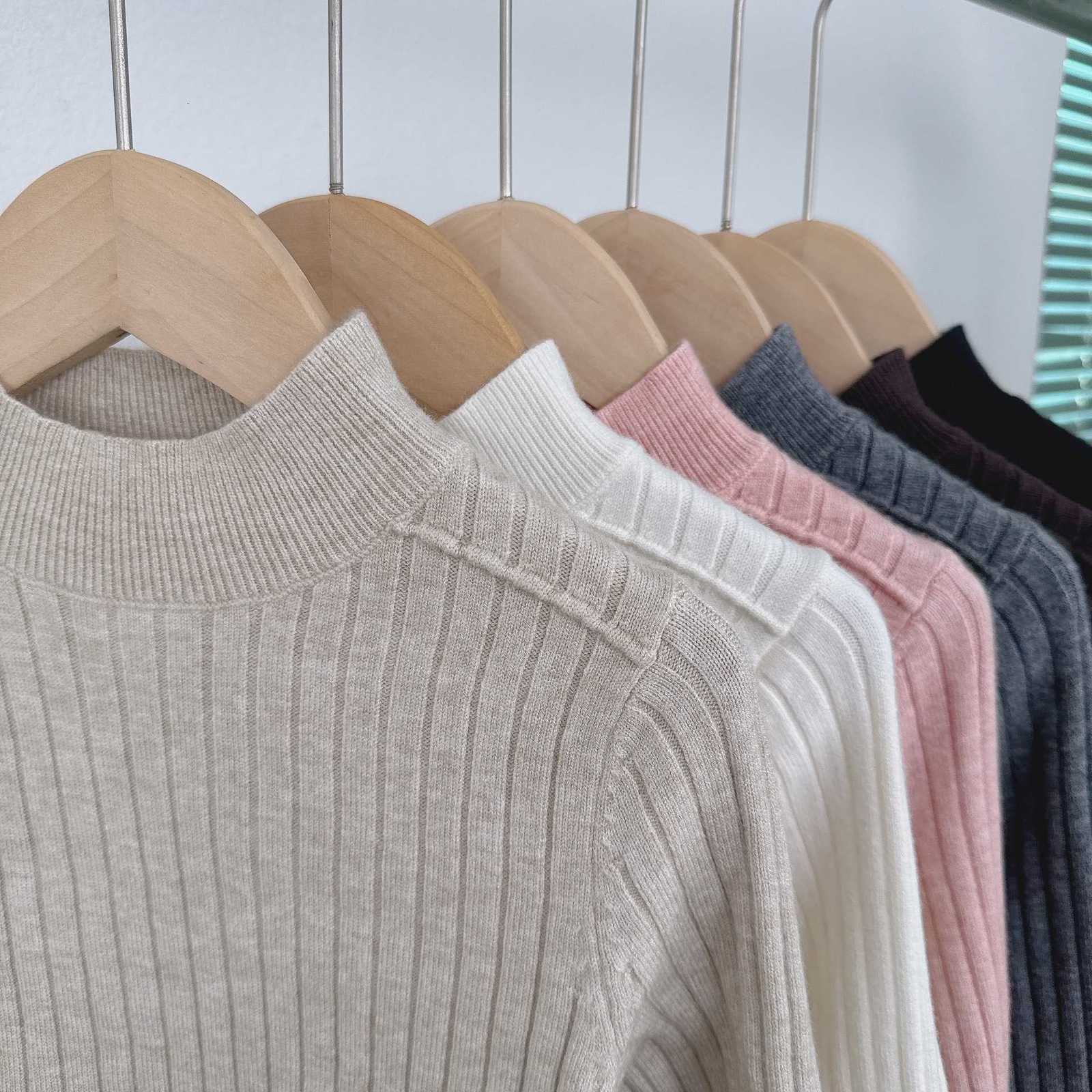 Pullover Children's Baby Half Turtleneck Base Shirt Boys and Girls Wool Sweater Pullover Ribbed Warm Soft Knitted Sweater