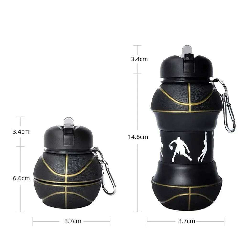 Foldable Football/basketball Silicone Bottle, Children/student Outdoor Sports Water Bottle. Supports Mass Customization Z260313