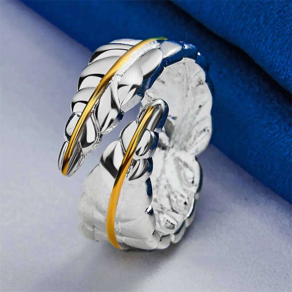 1 piece of 925 sterling silver delicate feather ring with an opening for women's gifts, wedding accessories, jewelry H260312