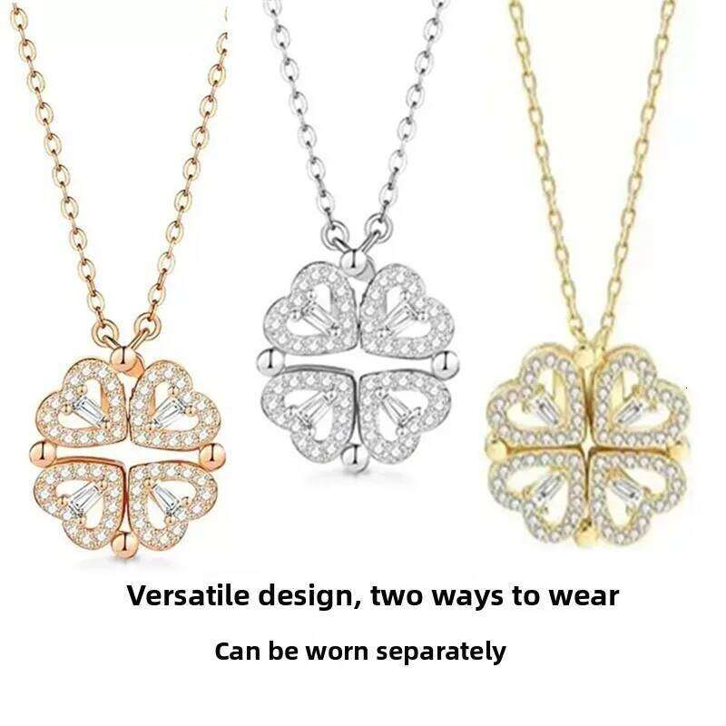 Titanium Steel Cr Heart Necklace Women's Fashion High-End One Jewelry Two Wear Open Magnetic Attraction H260312