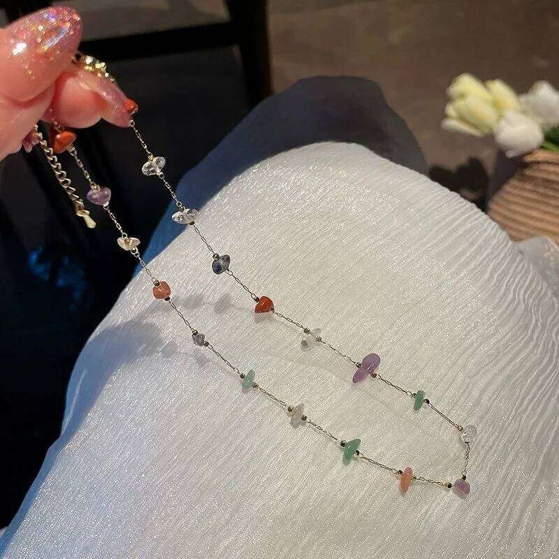 Y2K Girls Geometric Minimalist for Women Choker Necklace Daily Chain Crystal Cube Neck Jewelry H260312