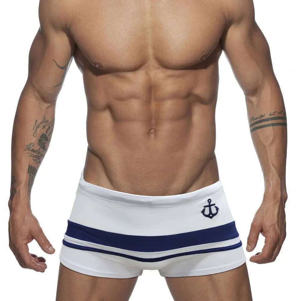 UXH Sexy Swimming Trunks Men's boxer Swim Shorts Stripe Suit Swimsuit Male Beach Pants Summer Surfing Bathing Z260313