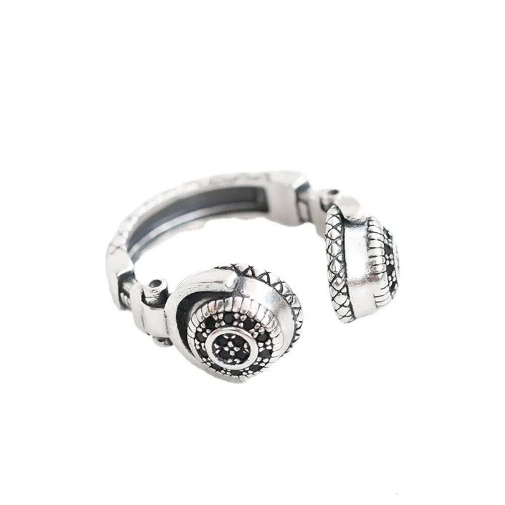 Simple Retro Personality Trend Headphones Open Female Punk Hip-hop Adjustable Ring Birthday Party Fashion FingerRingJewelry H260312