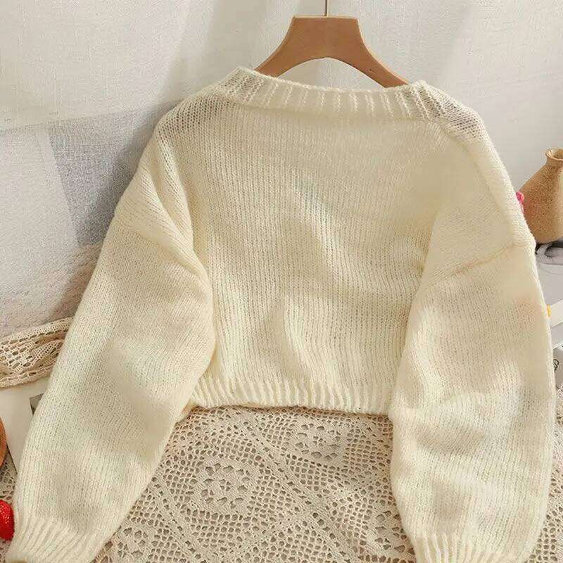 Womens Cardigan Embroidered Flowers Thin Sweater Spring Z260314