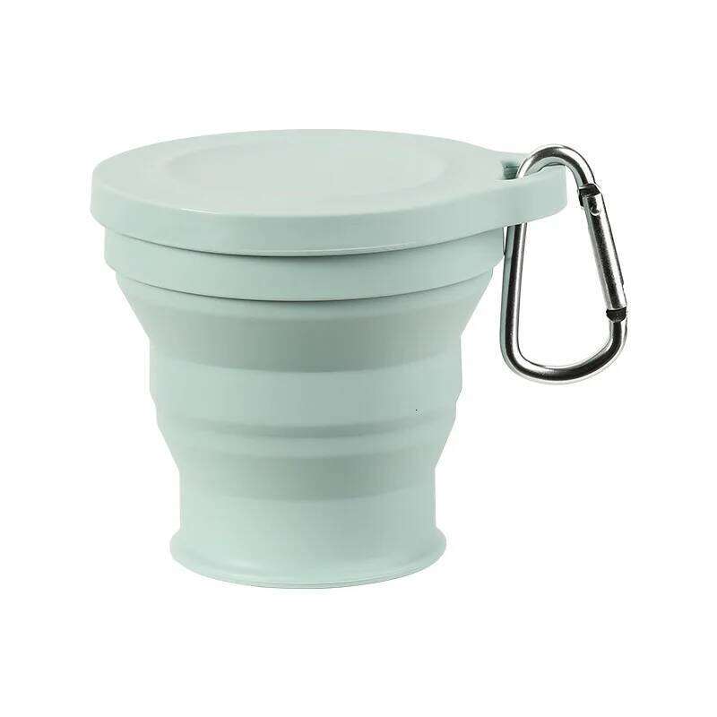 Collapsible Travel Silicone Folding Camping with Lids - Expandable Drinking Cup Set Z260313