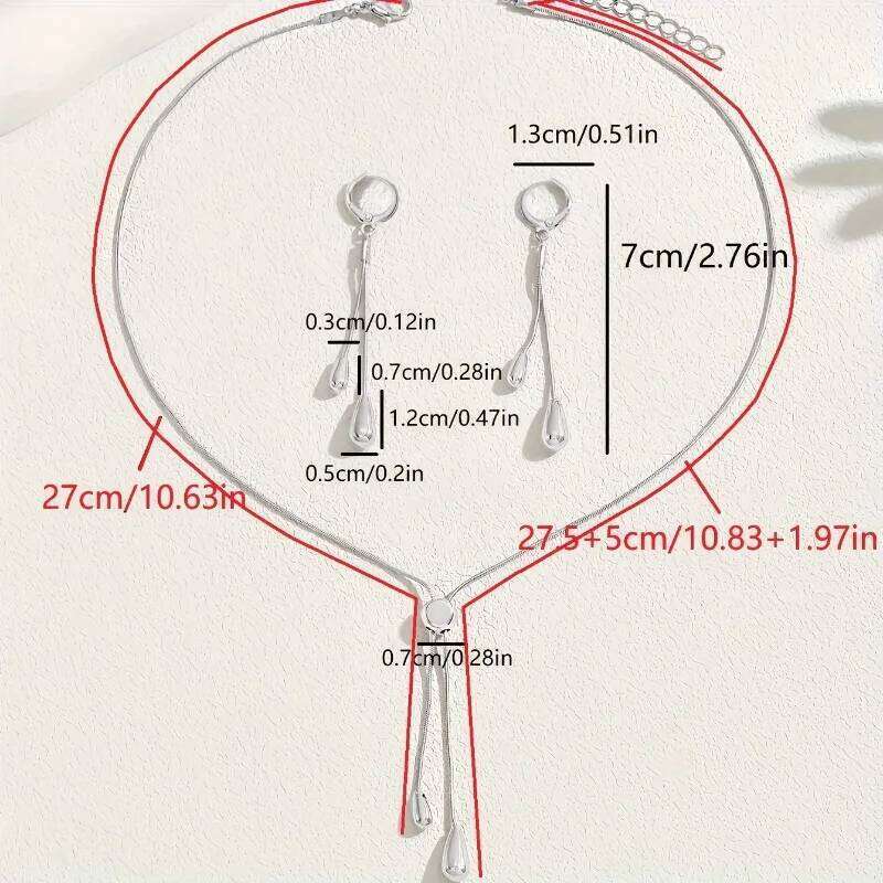 Adjustable Chain Necklace with Simple Drop Pendant Female Long Sweater Fashion Jewelry Gift Ornament Earring Set H260312