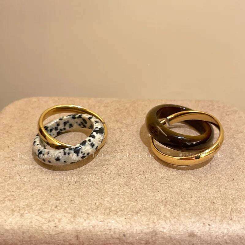 Vintage Open for Ladies Simple Brown Stone Ring Luxury Irregular Retro Punk Rings Exquisite Engagement Jewelry Gifts H260312