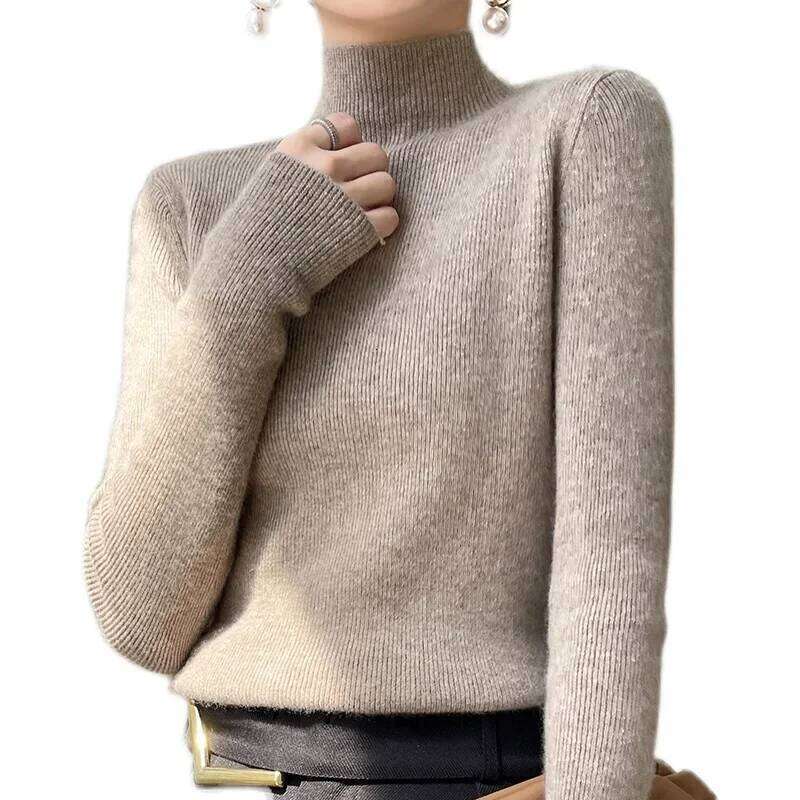 Autumn Winter Women Sweater Slim Fit Bottoming Shirt Basic Knitted Tops Black Long Sleeve Mock Neck Pullovers Strecth Innerwears Z260313