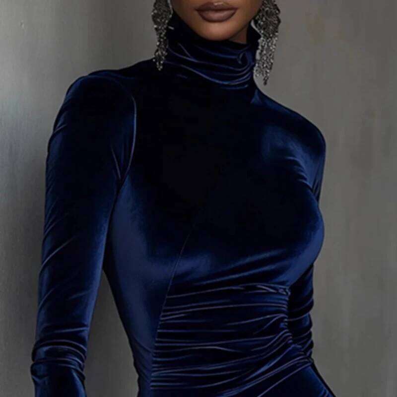 Woman Chic Solid Velvet Patchwork Lace 2026 Spring Turtleneck Slim Irregular Party New Autumn Long Sleeve Mini Dress Z260313