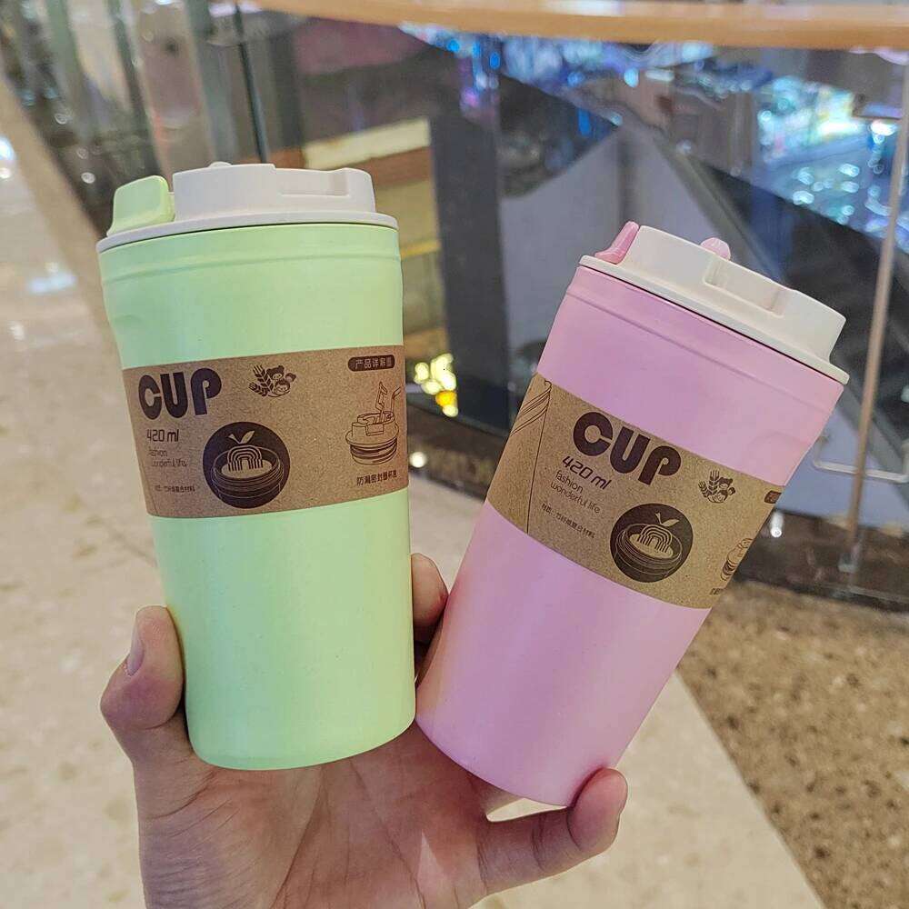 Travel Mug Eco-friendly Bamboo Fiber Coffee Cup Silicone Ring Lid Christmas Gift Mugs 420ml Z260313
