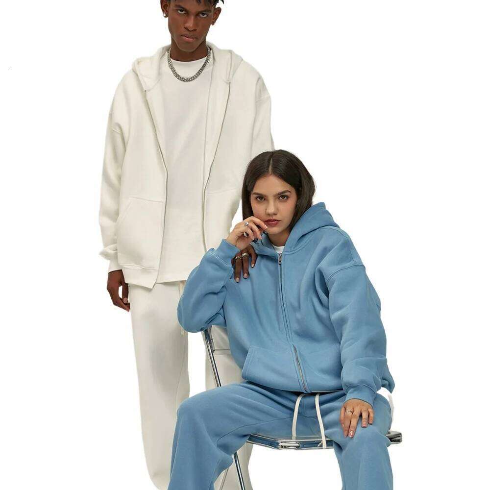 Custom LOGO autumn winter new product velvet thickened 350g high-quality zipper sweater trousers men and women couple suit 26Y0313