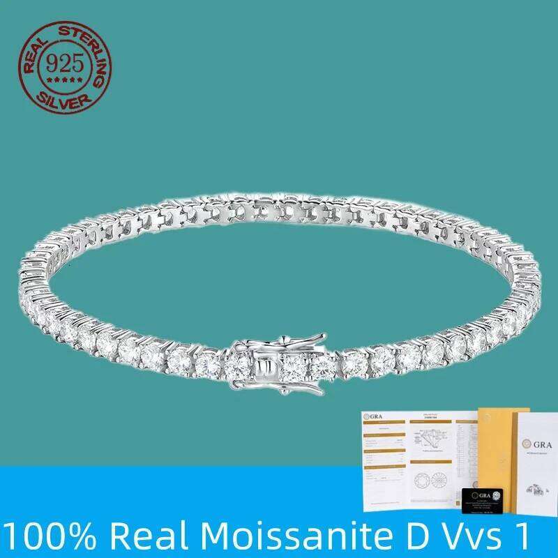 Factory Price D VVS1 Moissanite Tennis Bracelet 925 Sterling Silver Single Row Classics with GRA Bracelets for Women Man Jewelry Z260313