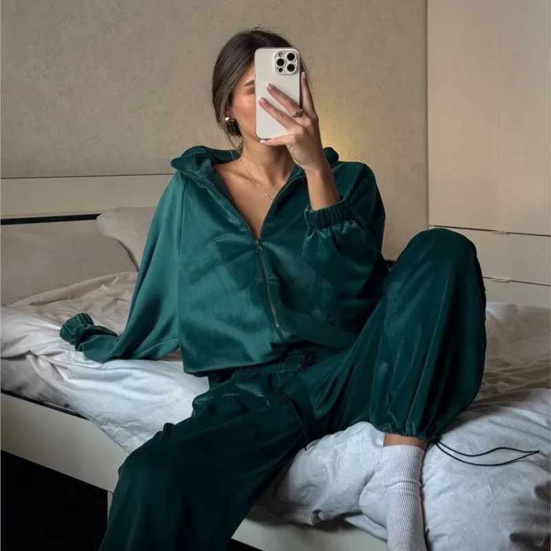 Casual Pants Suit 2025 Autumn Winter Cardigan Sweatshirts Sports Women Fashion Street Long-sleeved Jacket Trousers Two-piece Set M260313