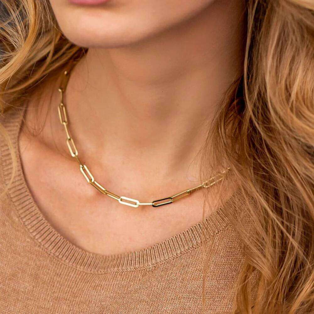 SUNIBI Stainless Steel Link Chain Choker Necklaces For Women Delicate Simple Necklace Friends Gift Jewelry Kolye H260312
