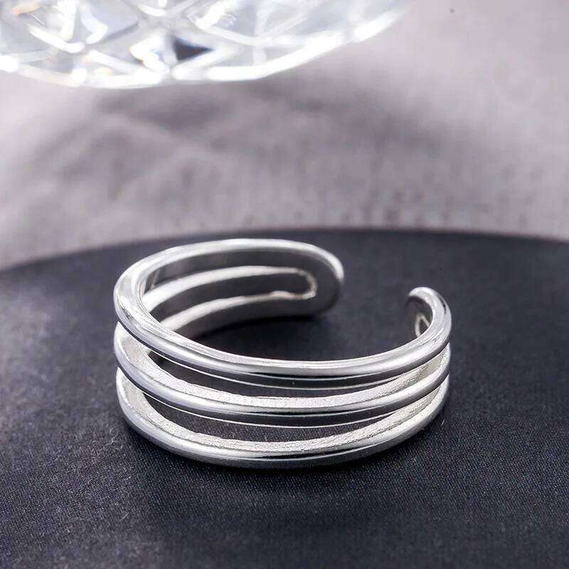 New Fashion Korean Version Of The Simple Popular 925 Sterling Silver Jewelry Three-tier Adjustable Opening Creative Rings R182 H260312