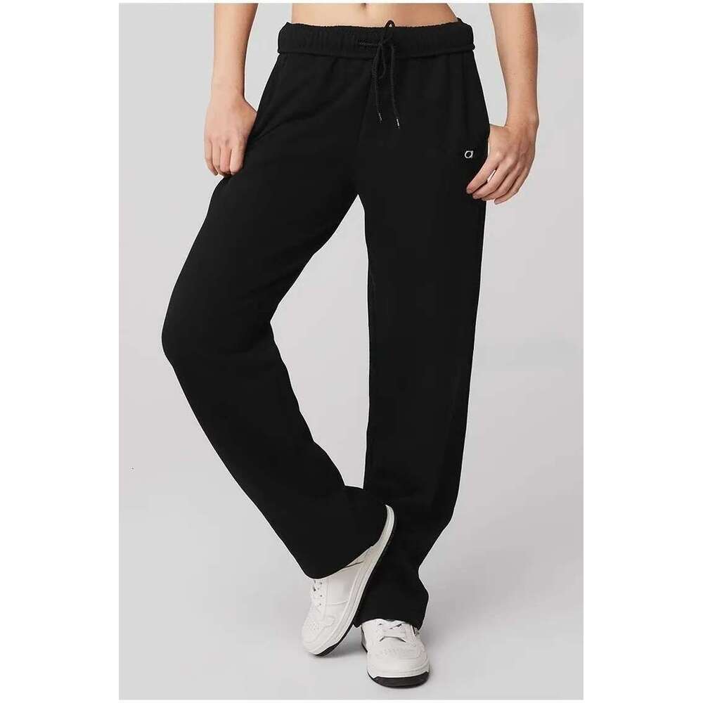 Women's Pants Cotton Wide Leg Women Casual Elastic Waist Drawstring Sweatpants Classic Versatile Straight Sports Z260314