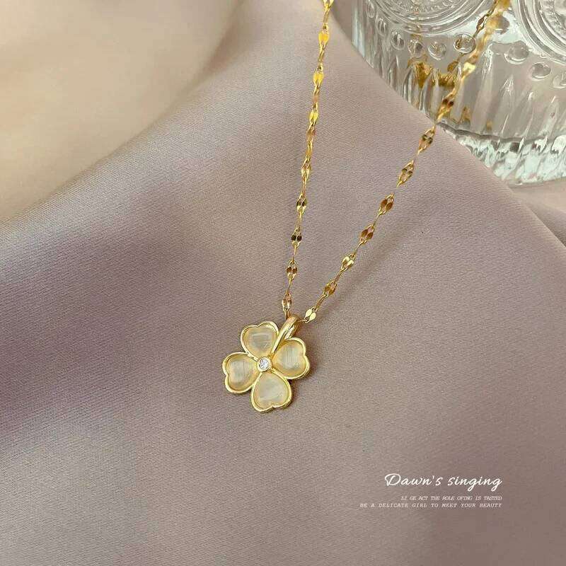 classic simple flower pendant necklace Opal stones cr Choker Chain for women party daily wear jewelry H260312