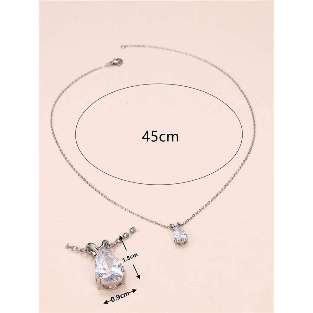 Huitan Pear Cubic Zirconia Pendant Necklace for Bridal Wedding Engagement Party High-quality Silver Color Fashion Jewelry H260312
