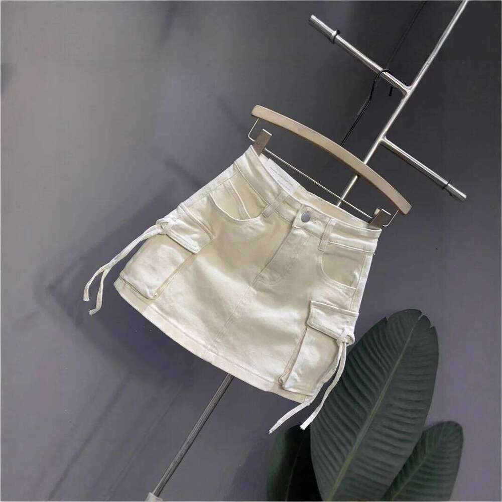 Womens Cargo Low Waist Button Denim Mini Y2k Jean Skirt with Flap Pockets Z260314