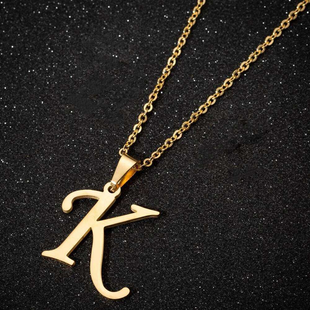 Fashion Letters K Necklaces for Women Men Stainless Steel Silver/Gold/Rainbow Color English Alphabe Choker Chain Jewelry Gifts H260312