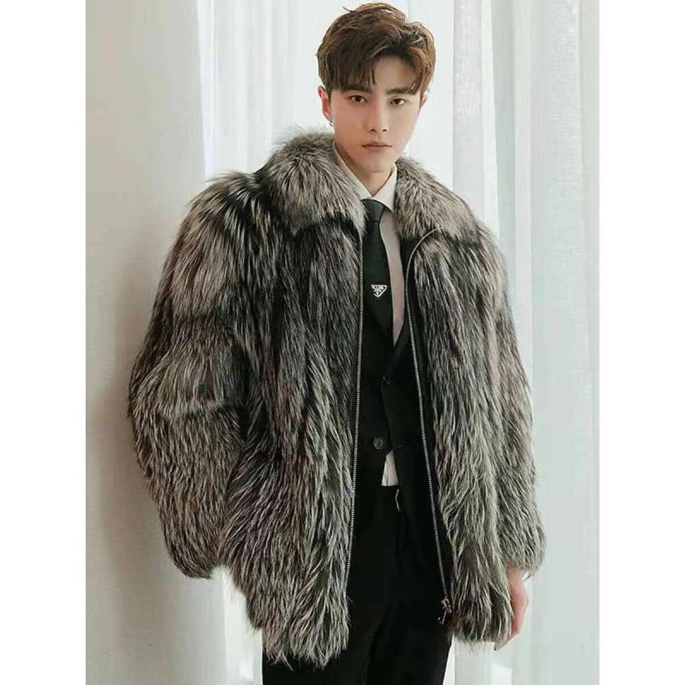 Men's Faionable Casual Fur Jaet 2024 New Sle Warmth Simulation Wool Windbreaker Coat Slimming Trendy Outerwear Z260313
