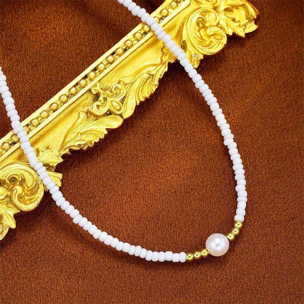 Baroque Turquoise Necklace Bohemian Beaded Choker Elegant Imitation Pearl Beach Necklaces Women'S Vacation Jewelry H260312