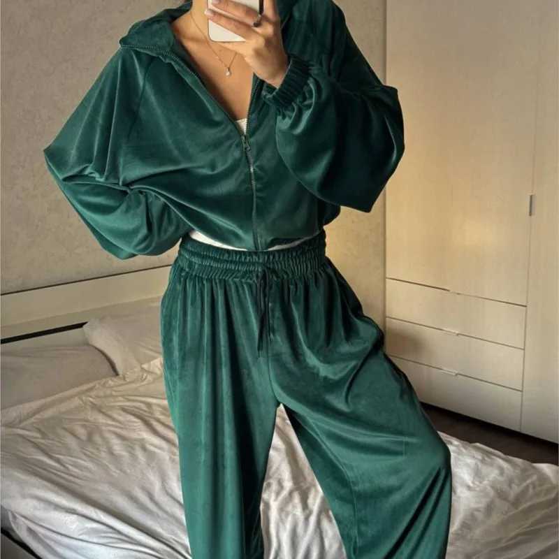 Casual Pants Suit 2025 Autumn Winter Cardigan Sweatshirts Sports Women Fashion Street Long-sleeved Jacket Trousers Two-piece Set M260313