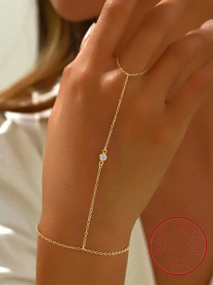 925 Sterling Silver Simple Zircon Circular Finger Bracelet For Women Anniversary Party Personalized High Quality Fine Jewelry 260313