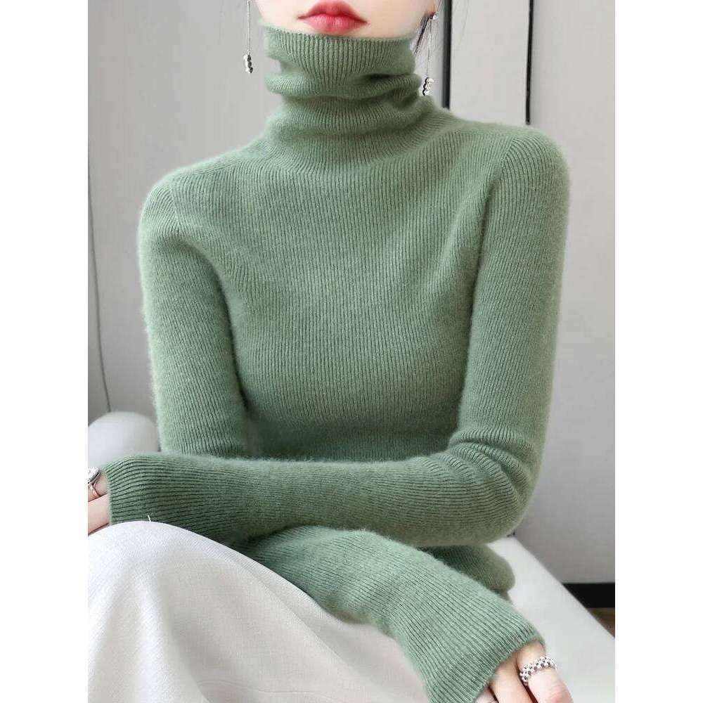 Grace Women Slim Sweater Pullover Turtleneck Basic Cashmere Autumn Winter 100% Merino Wool Knitwear Soft High-end Threaded Tops Z260313