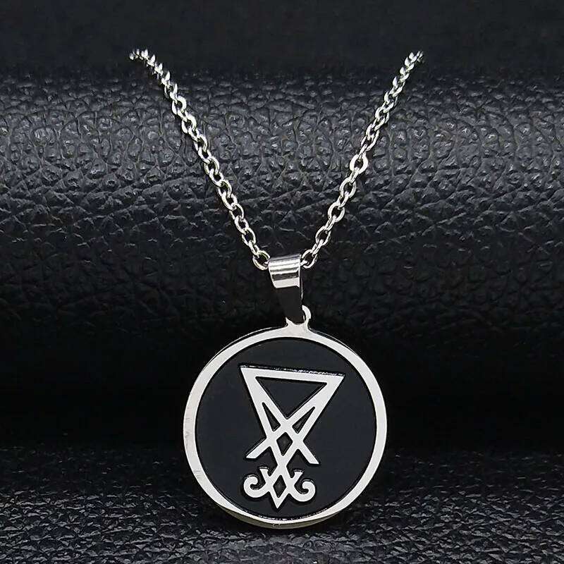 2024 Sigil Church Satan Stainless Steel Men Seal of Lucifer LaVey Hidden Devil Necklace Jewelry collares N2036S03 H260312