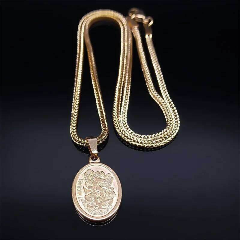 St.Michael Archangel Metal Necklace Stainless Steel Protect Me Saint Angel Necklaces Orhodox Amulet Christian Jewelry collar H260312