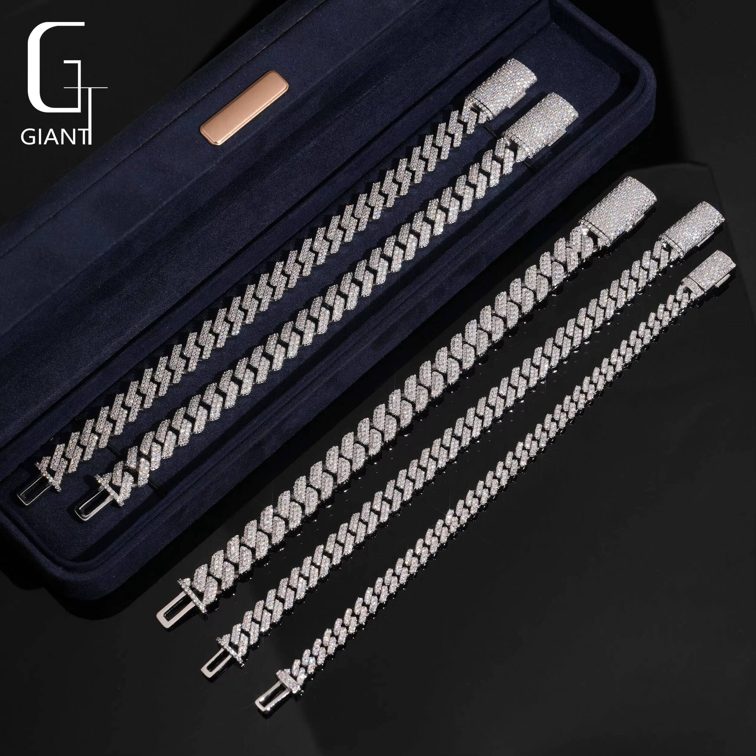 Miami Cuban Link 8mm 10mm 925 Sterling Silver Cuban Chain Necklace GRA Certificates VVS Moissanite Chains Fine Jewelry Necklace