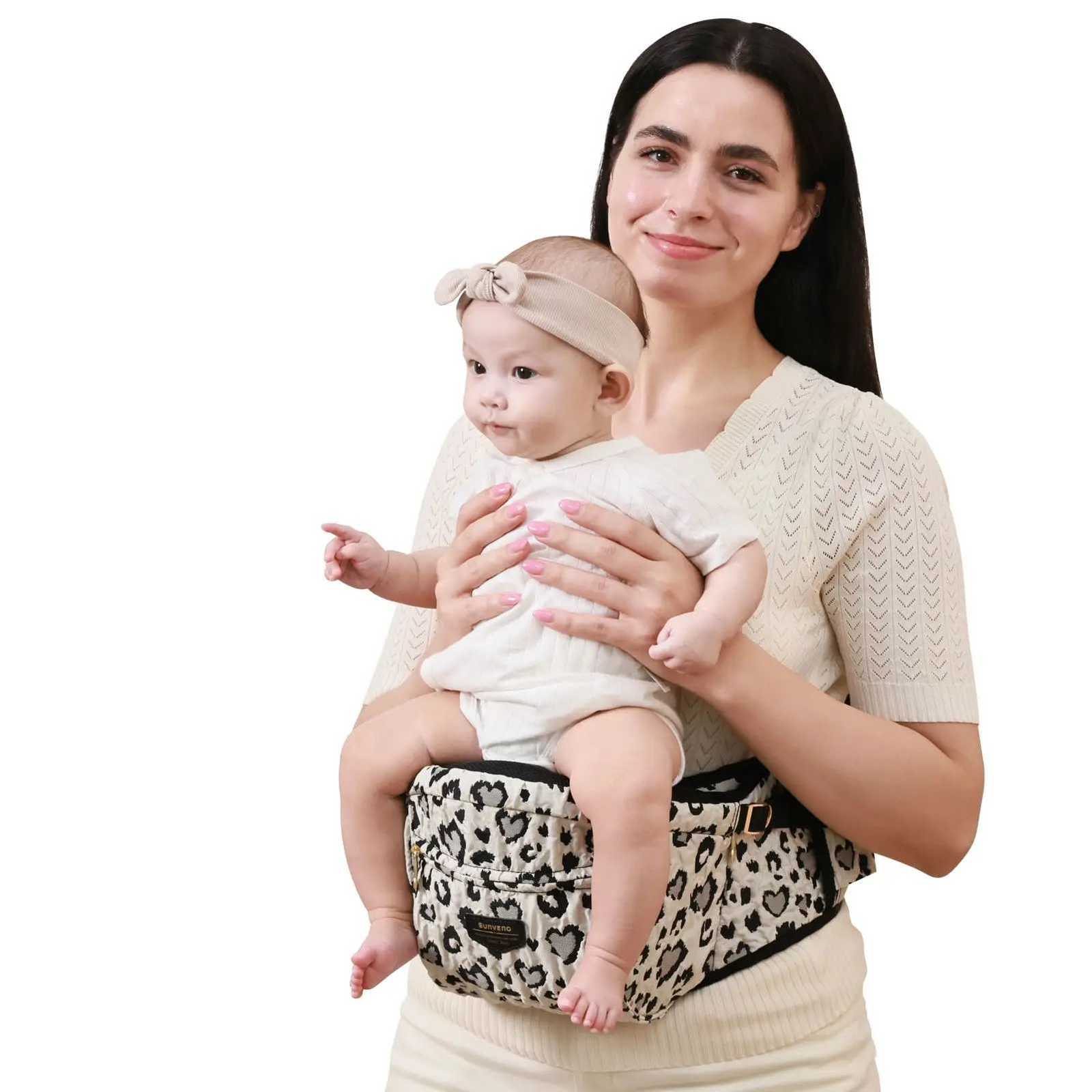 SUNVENO Baby Carrier Fashion Leopard Print Waist Stool Non-Slip Hip Seat Surface for 3-36months Newborns Toddlers X260313