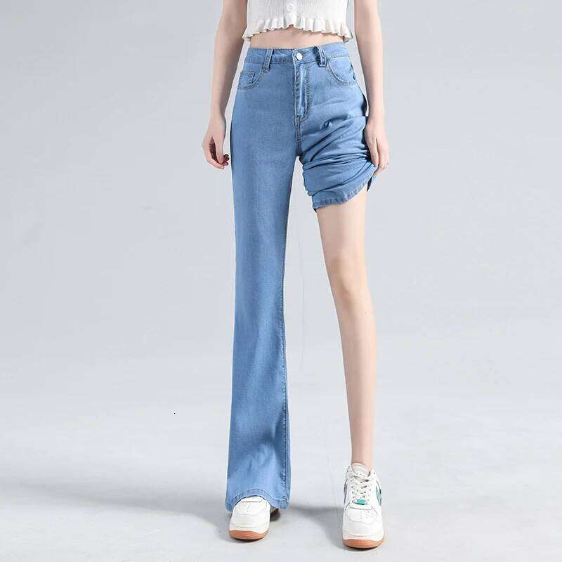 Lyocell Flared Jeans Woman High Waist Slim Stretch Denim Women Tight Pant Korean Street Style Casual Trousers Plus Length Z260313