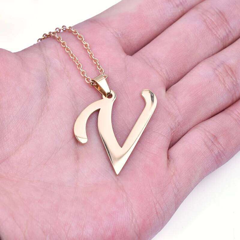 26 Letters Necklace Stainless Steel Initial Necklaces For Women Men Pendant Big Alphabet Chain On The Neck Choker Cadenas Hombre H260312