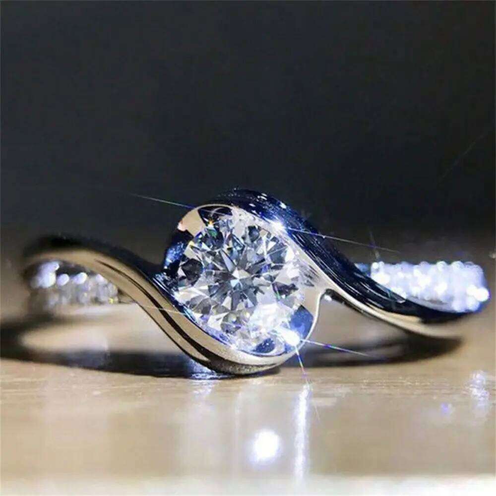 Sparkling 925 Silver Rings Women Shinning White Sapphire Wedding Ring Cubic Zirconia Jewelry Gifts Size 6-10 Elegant H260312