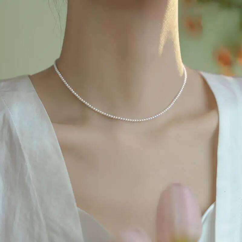 French Elegant Versatile Imitation Necklace Single Layer Faux Pearl Beaded Short Sexy Clavicle Chain Women's Holiday Gifts H260312