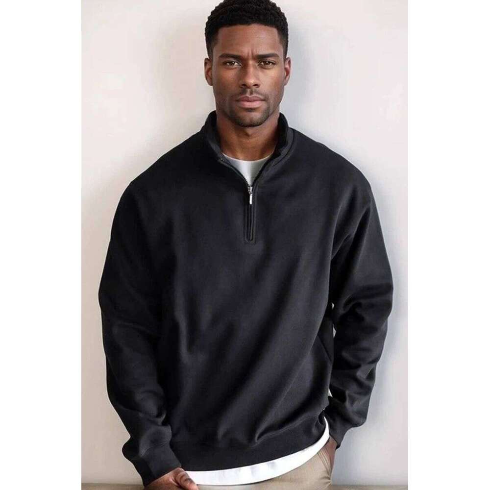 Sweatshirt Male Street Y2k Clothes Heavyweight Oversized Pullover Half Zip Collar For Gym Workout And Casual Winter Wear 26Y0313