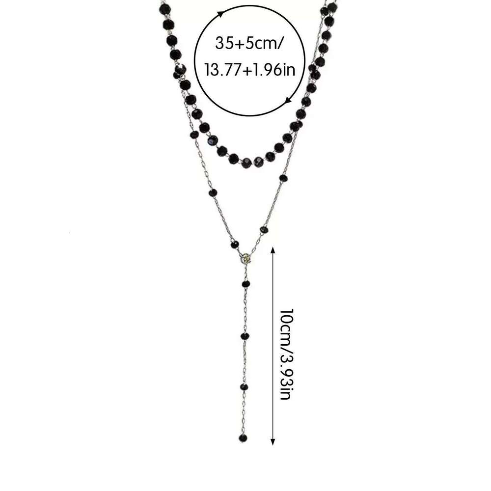 Double Layer Black Crystal Design Necklace Clavicle Chain for Women Lady Banquet Wedding Dresses Skirts H260312