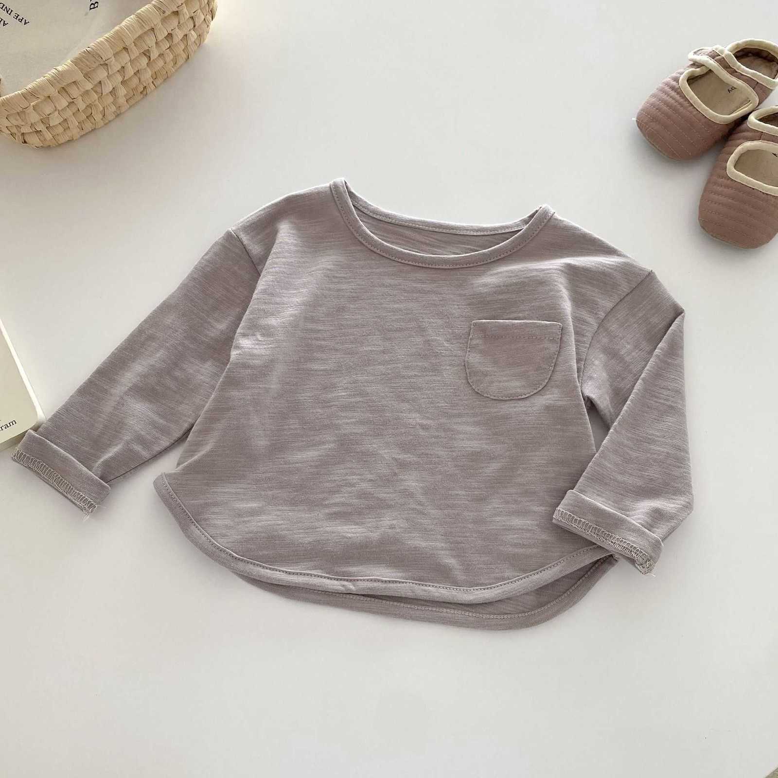 T-shirts Children's Bamboo Cotton T-Shirt Years Old Autumn Korean Children's Clothing Boys' Solid Color Base Shirt Baby Autumn Fashion
